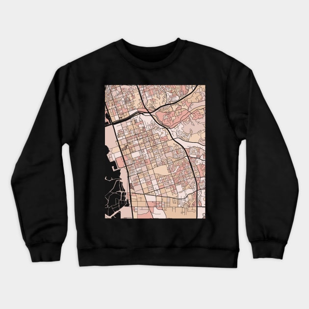 Chula Vista Map Pattern in Soft Pink Pastels Crewneck Sweatshirt by PatternMaps